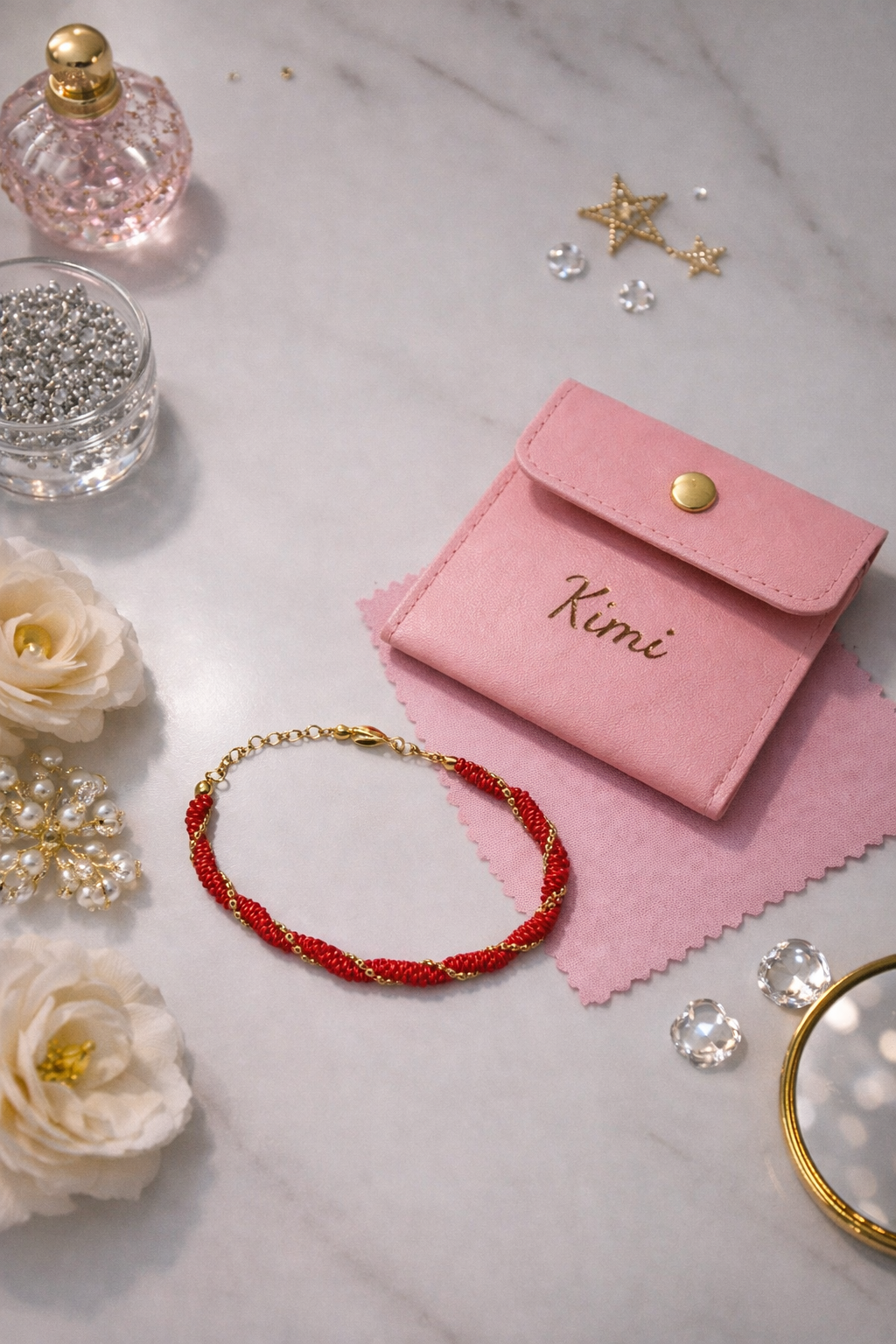 Bracelet Rouge &amp; Or - Collection Kimi ❤️✨