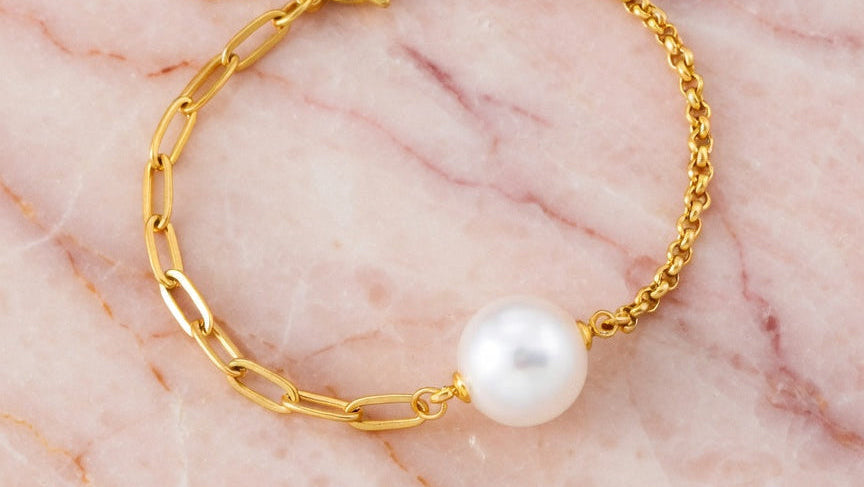 ✨Bracelet doré avec une pierre blanche - Kimi✨