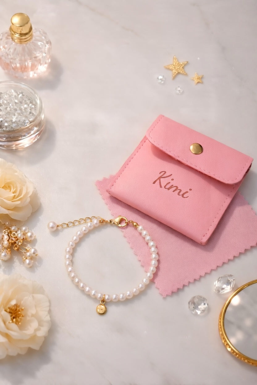 🌸 Bracelet Perles Blanches &amp; Pendentif - Kimi 🌸