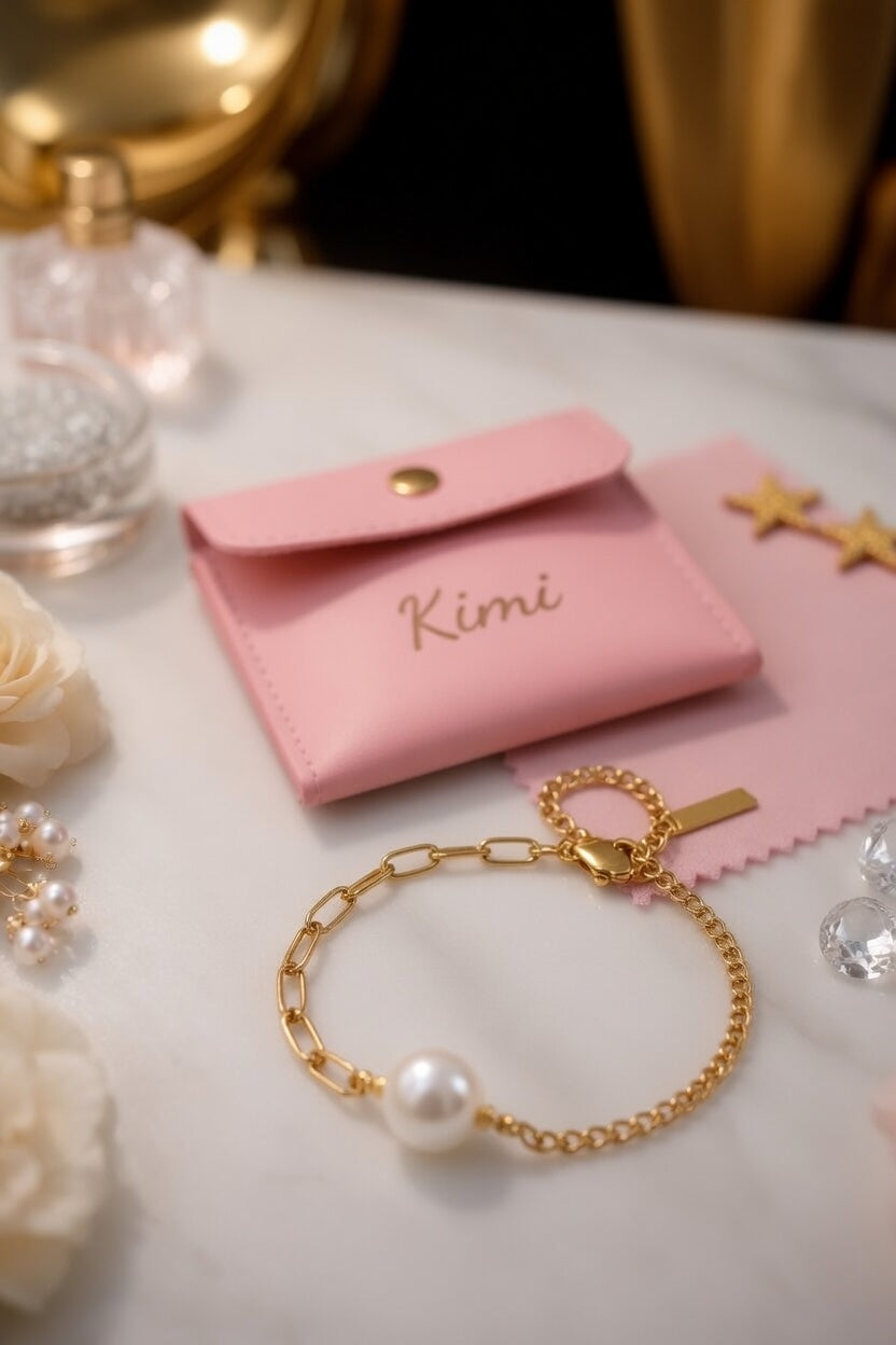 ✨Bracelet doré avec une pierre blanche - Kimi✨