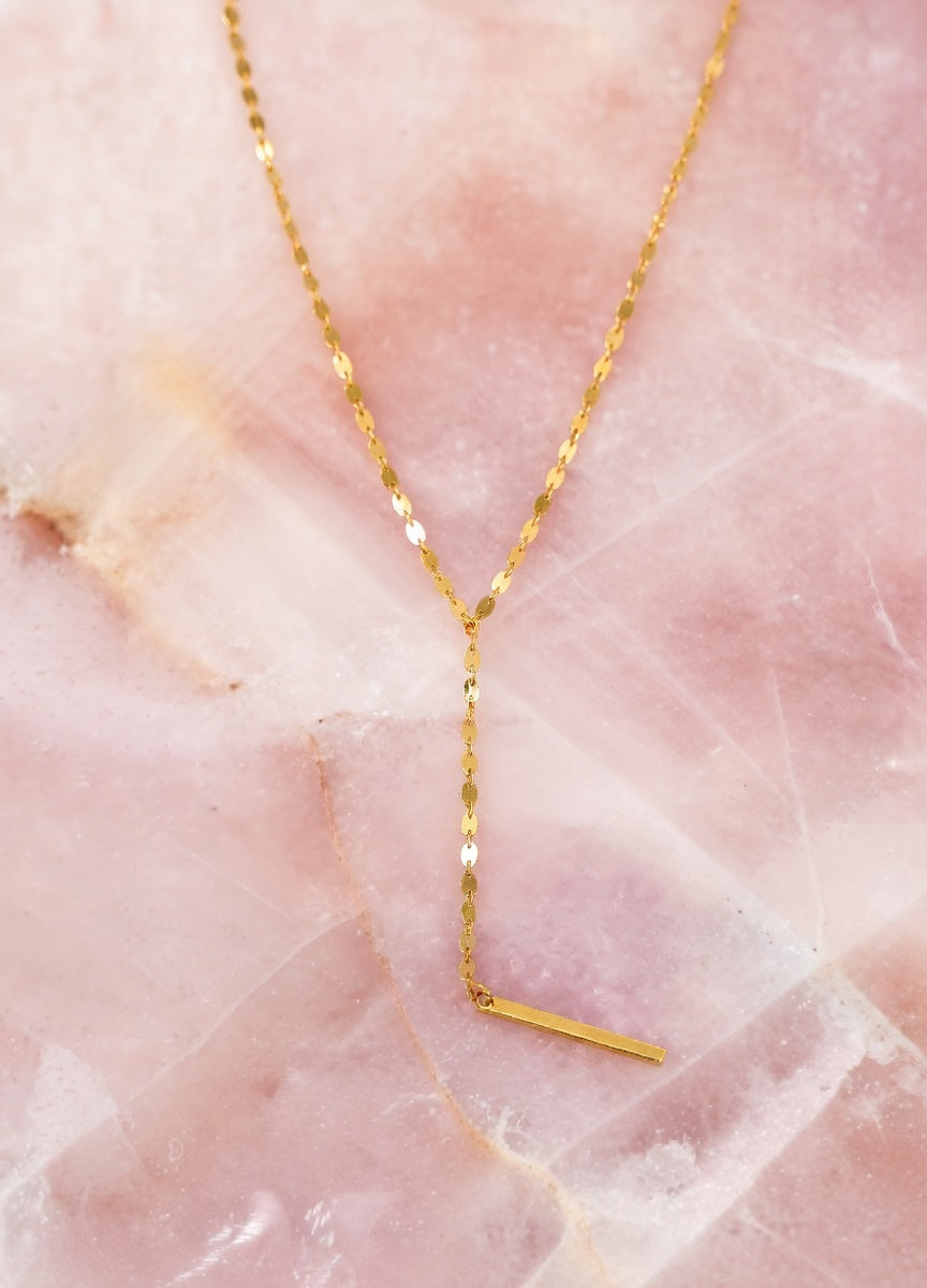 Collier barre dorée asymétrique Kimi Bijoux - Acier inoxydable ✨