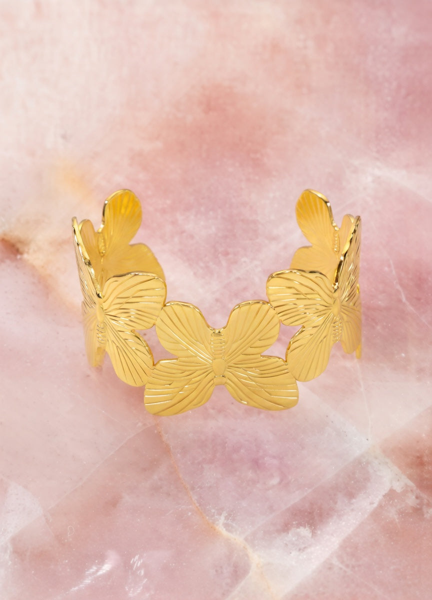 Bracelet manchette papillons dorés Kimi Bijoux - Acier inoxydable ✨