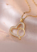 Collier cœur ; alliance strassés Kimi Bijoux - Acier inoxydable doré ✨