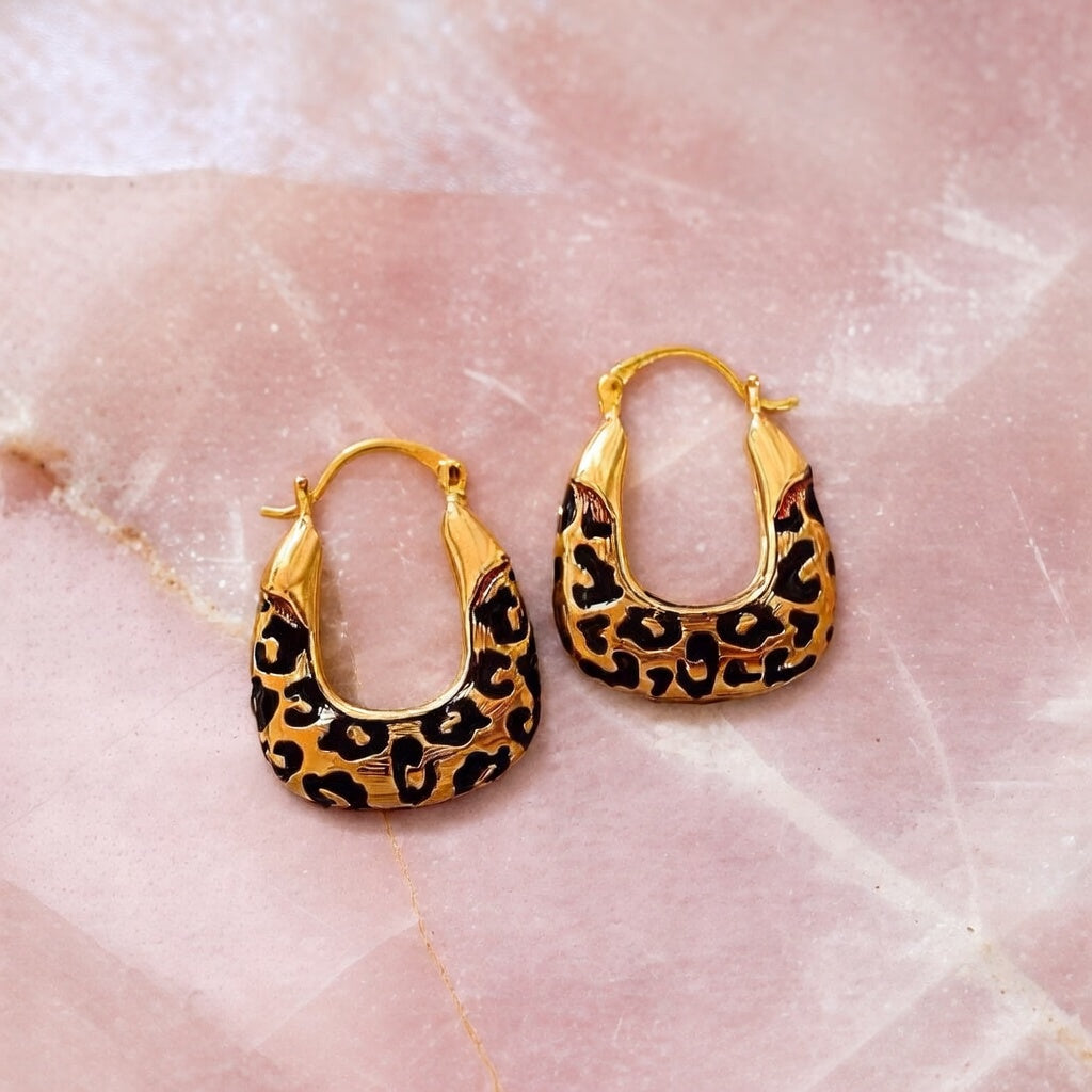 Boucles d’oreilles créoles léopard dorées Kimi Bijoux - Acier inoxydable ✨
