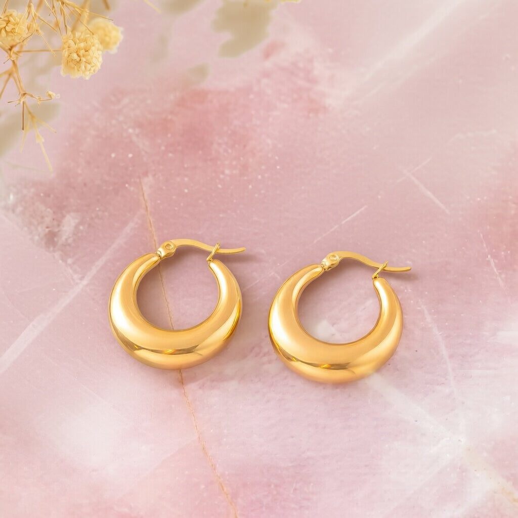 Boucles d’oreilles créoles épaisses dorées Kimi Bijoux - Acier inoxydable ✨