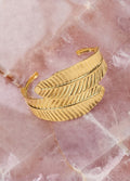 Bracelet manchette plume dorée Kimi Bijoux - Acier inoxydable ✨