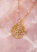 Collier arbre de vie rond strassé Kimi Bijoux - Acier inoxydable doré ✨