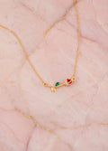 Collier rose rouge; feuilles Kimi Bijoux - Acier inoxydable doré ✨