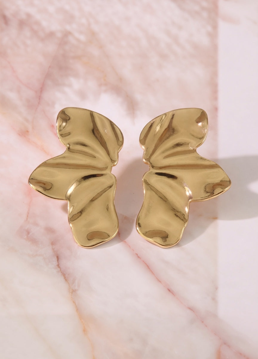 Boucles d’oreilles dorées forme organique / feuilles abstraites Kimi Bijoux - Acier inoxydable ✨