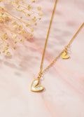 Collier cœur nacré & petit cœur Kimi Bijoux - Acier inoxydable doré ✨